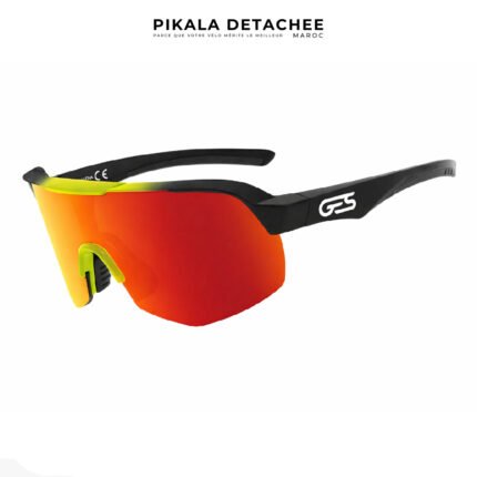 GES ALPHA Lunettes Vélo Sport Catégorie 3 UV400 Protection Solaire Noir Jaune