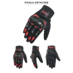 LEEKEMAN Gants Moto avec Protections Renforcées Noir Rouge Taille XL