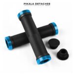 Poignées VTT Lock-On Serrage Double en Aluminium Bleu