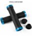 Poignees VTT Lock On Serrage Double en Aluminium Bleu
