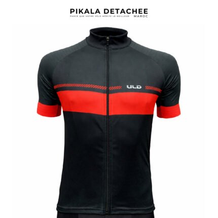ULD Maillot Court Unisexe Respirant Polyester Microfibre Manches Lycra Noir Rouge Taille XS