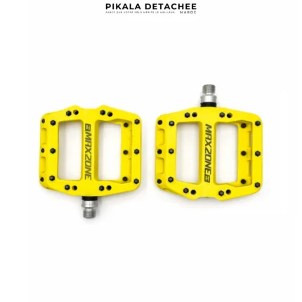 MAXZONE Pédales Vélo Plates Antidérapantes Picots Aluminium Jaune