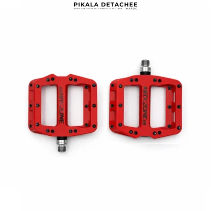 MAXZONE Pédales Vélo Plates Antidérapantes Picots Aluminium Rouge
