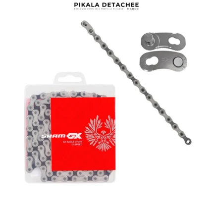 SRAM GX Eagle Chaîne 12 Vitesses 126 Maillons Argent avec Attache Rapide PowerLock