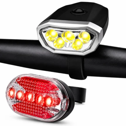 QIXUN Kit Lampes Vélo LED Éclairage Avant et Arrière à Piles