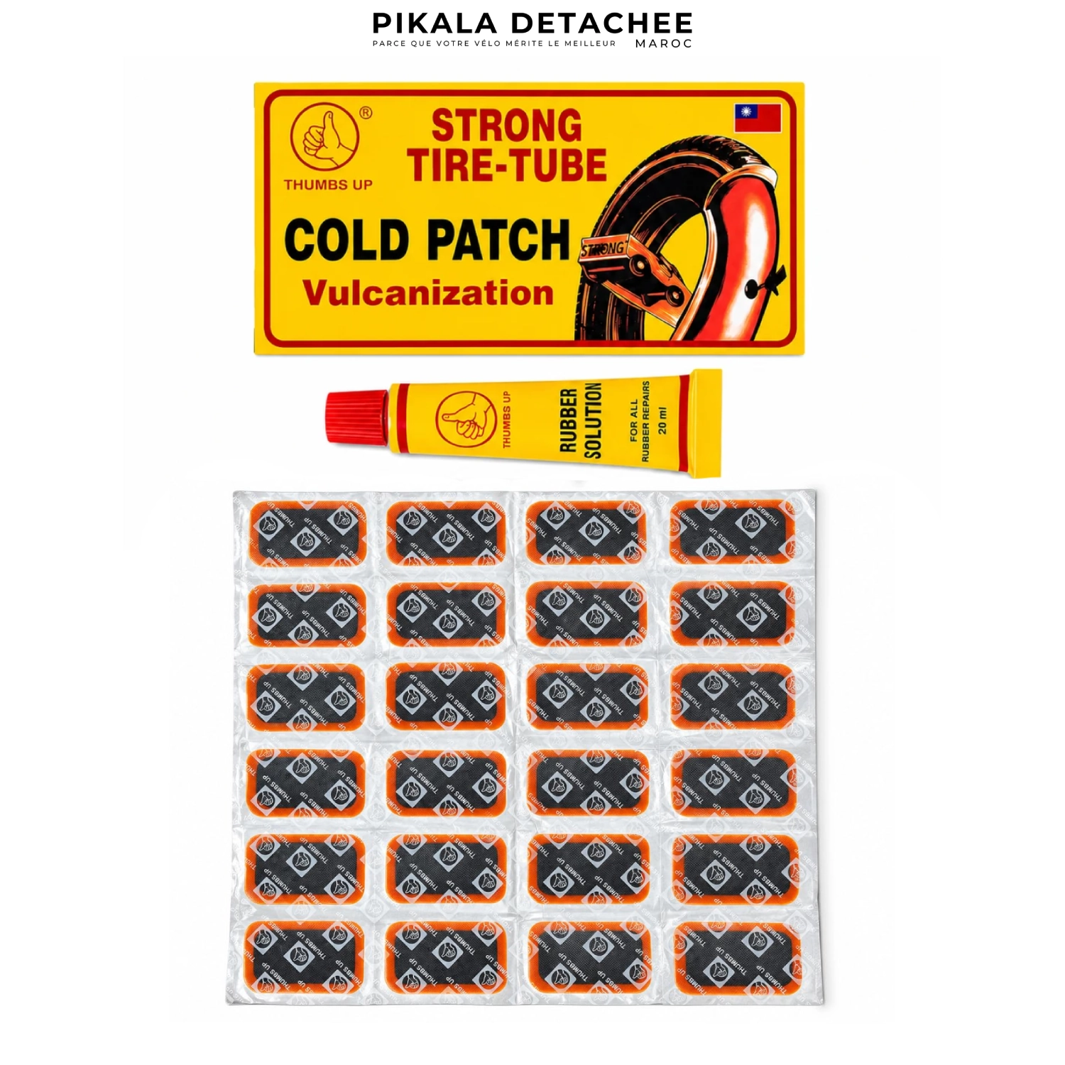 THUMBS UP Kit de Réparation Chambre à Air avec Adhésifs et 24 Grandes Rustines THUMBS UP Kit de Réparation Chambre à Air avec Adhésifs et 24 Grandes Rustines – Image 1